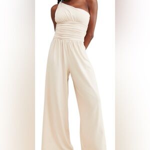 Susana Monaco Cream One-Shoulder Jumpsuit